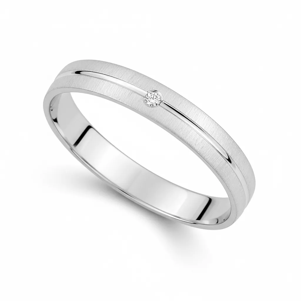 Alliance Or Blanc Georjette Diamant - Bague en Or 750 18k - Bijoux en Vogue