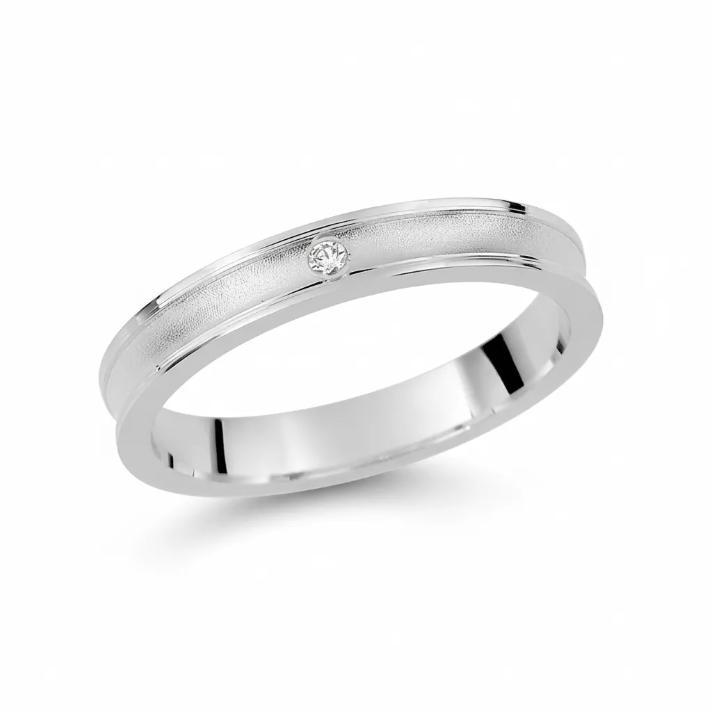 Alliance Or Blanc Narie Diamant - Bague en Or 750 18k - Bijoux en Vogue