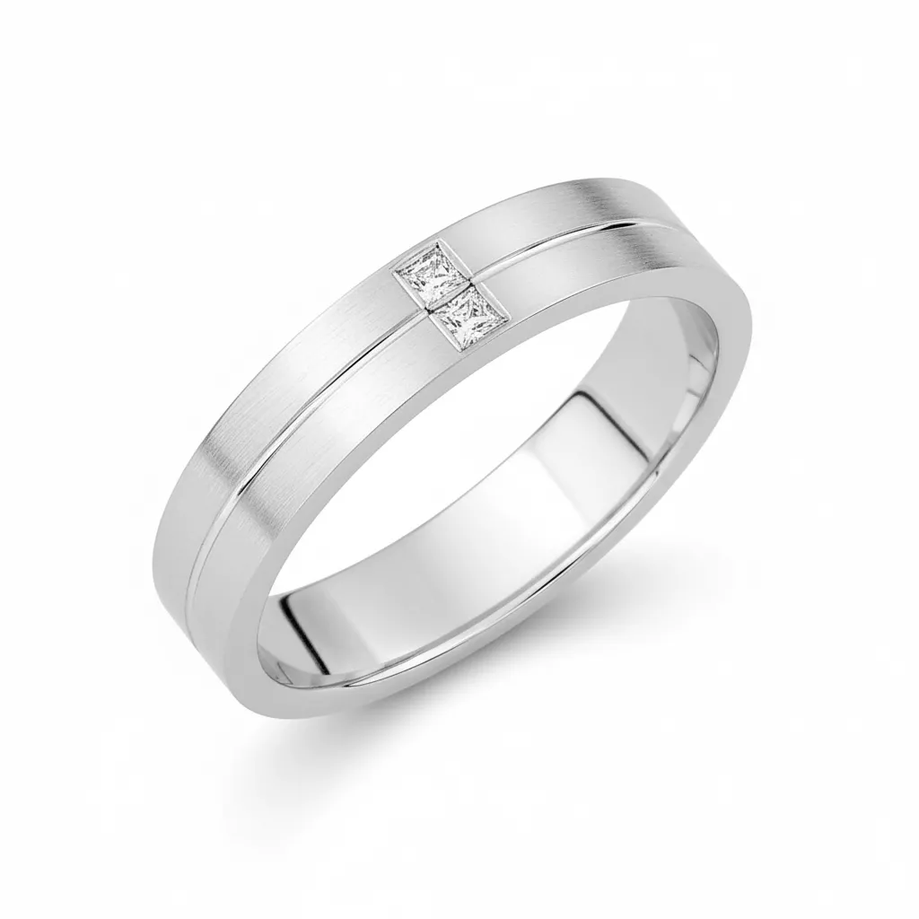 Alliance Or Blanc Galilea Diamant - Bague en Or 750 18k - Bijoux en Vogue