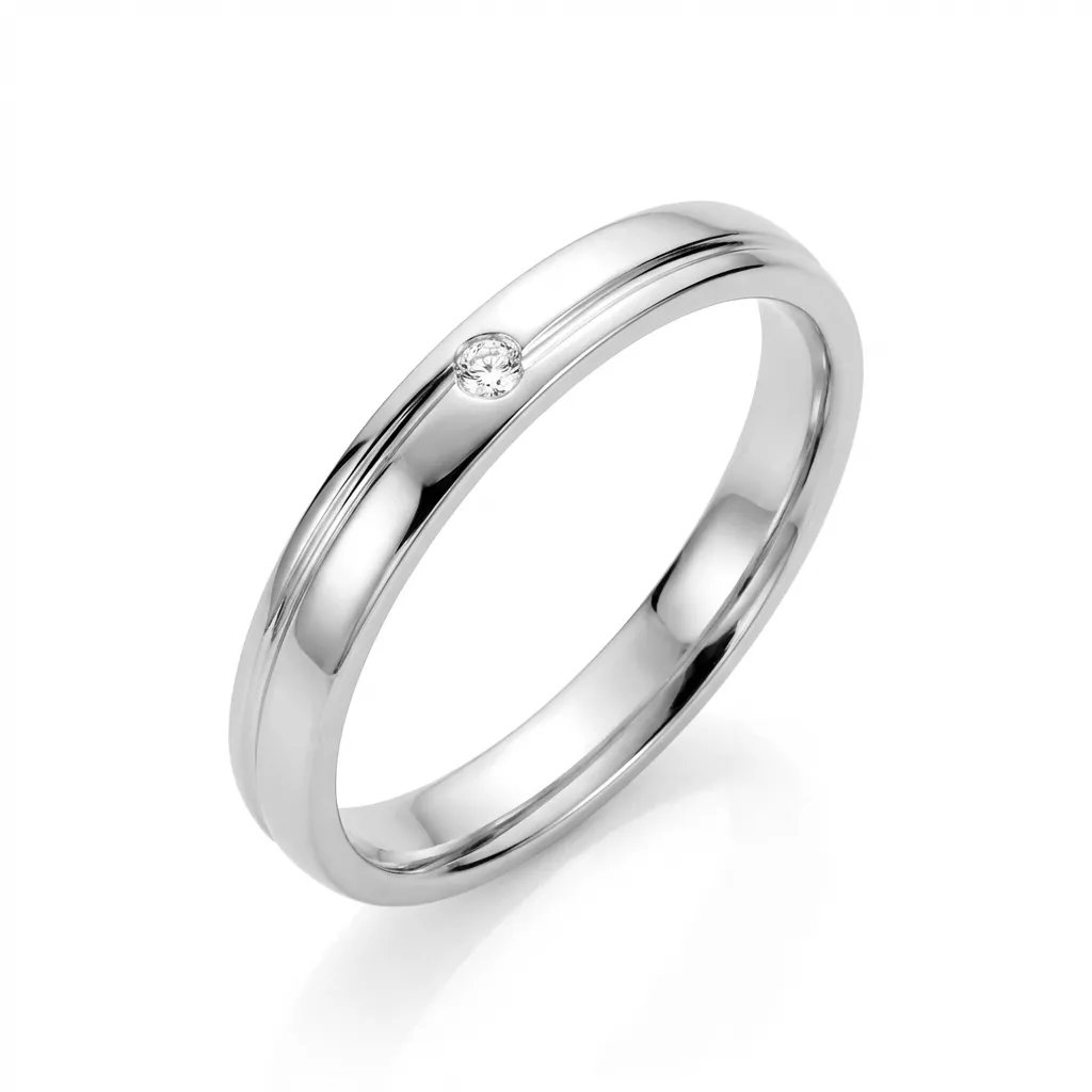 Alliance Or Blanc Soktha Diamant - Bague en Or 750 18k