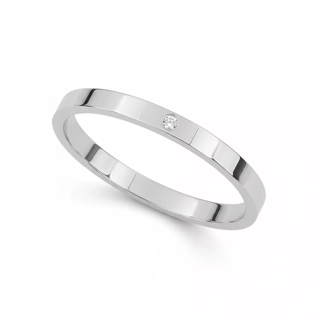 Alliance Or Blanc Constand Diamant - Bague en Or 750 18k - Bijoux en Vogue