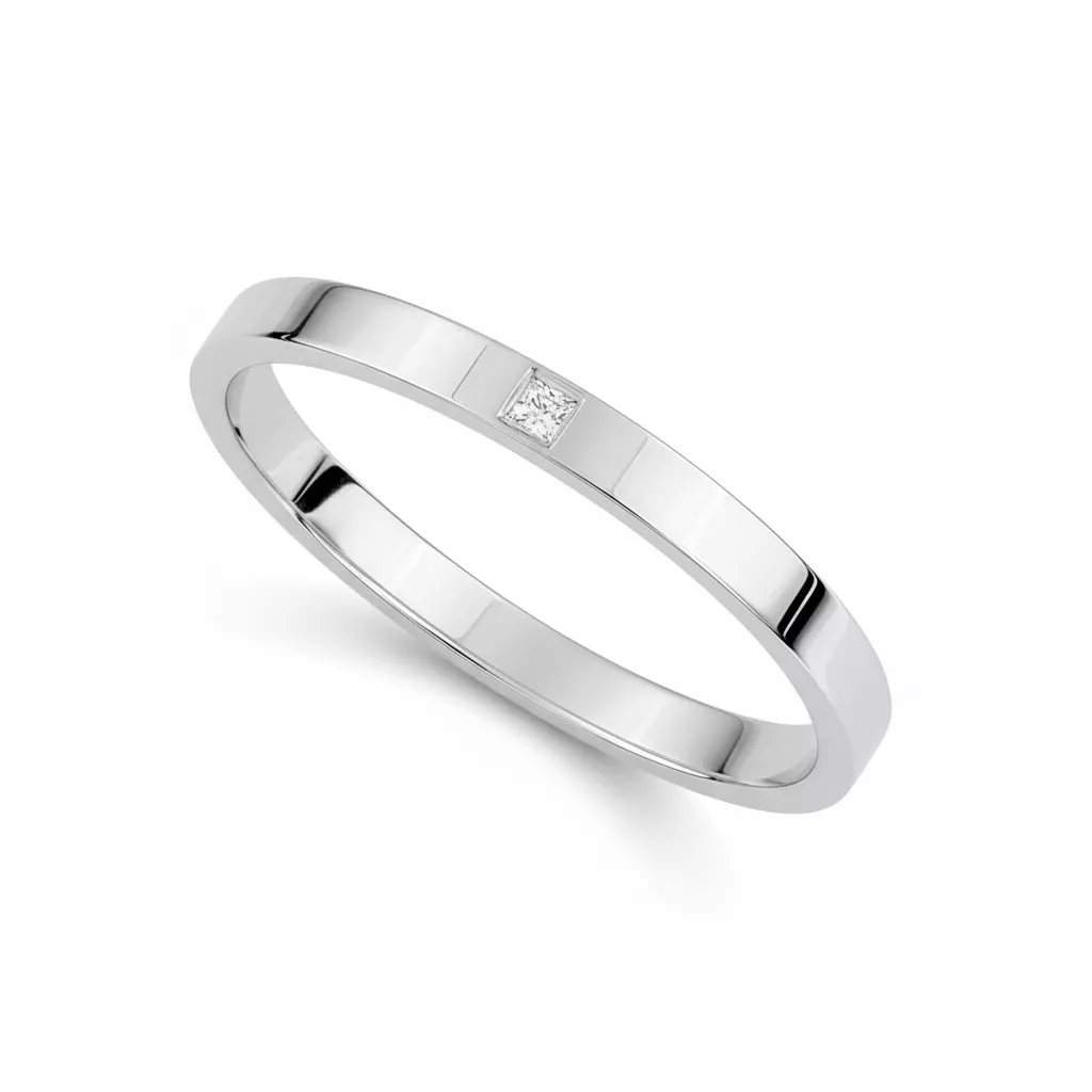 Alliance Or Blanc Eyoufaideou Diamant - Bague en Or 750 18k - Bijoux en Vogue
