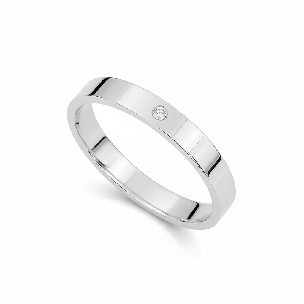 Alliance Or Blanc Christopje Diamant - Bague en Or 750 18k - Bijoux en Vogue