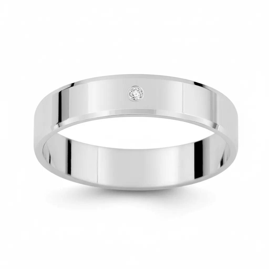 Alliance Or Blanc Bankadi Diamant - Bague en Or 750 18k - Bijoux en Vogue