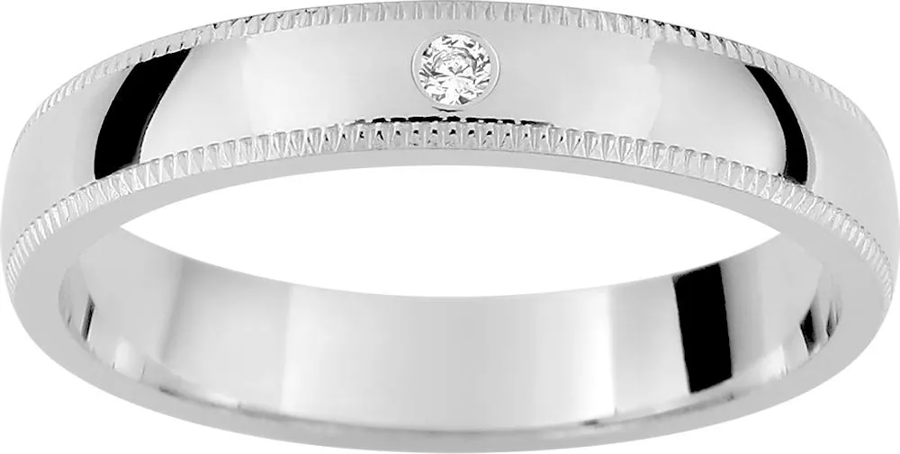 Alliance Or Blanc Duval Diamant - Bague en Or 750 18k - Bijoux en Vogue