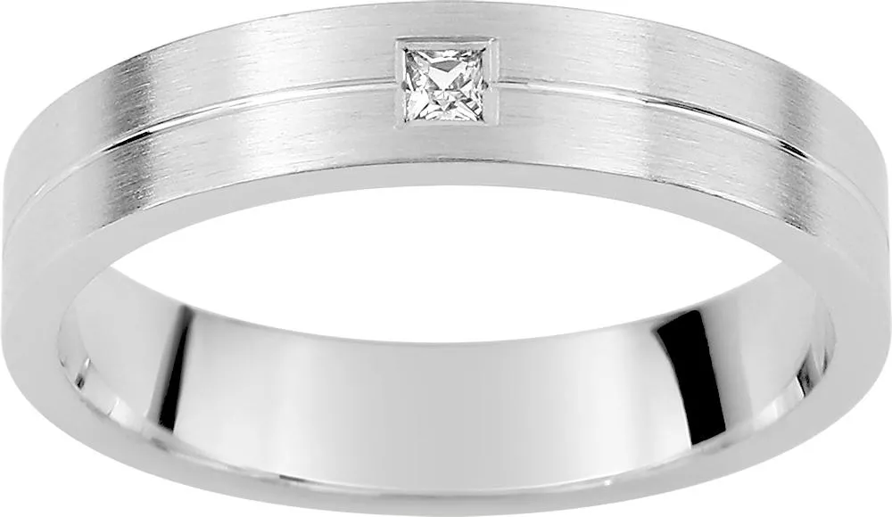Alliance Or Blanc Defront Diamant - Bague en Or 750 18k - Bijoux en Vogue