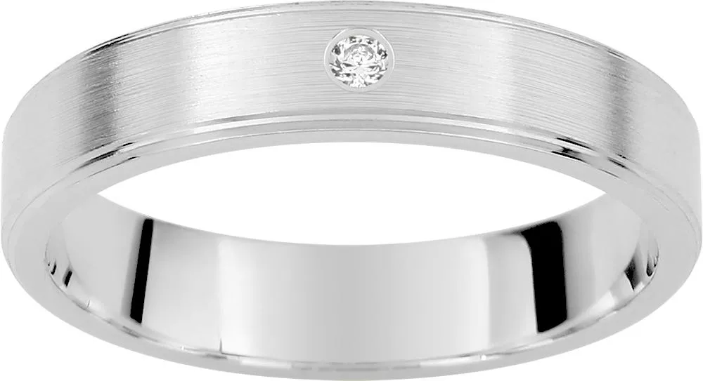 Alliance Or Blanc Chavot Diamant - Bague en Or 750 18k - Bijoux en Vogue