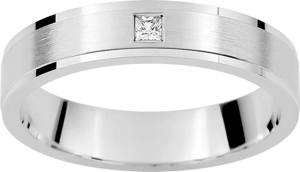 Alliance Or Blanc Clautaire Diamant - Bague en Or 750 18k - Bijoux en Vogue