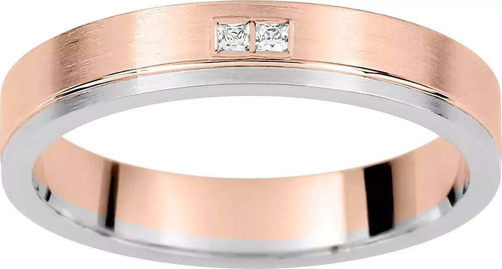 Alliance Or Blanc et Rose Carbonel Diamant - Bague en Or 750 18k - Bijoux en Vogue