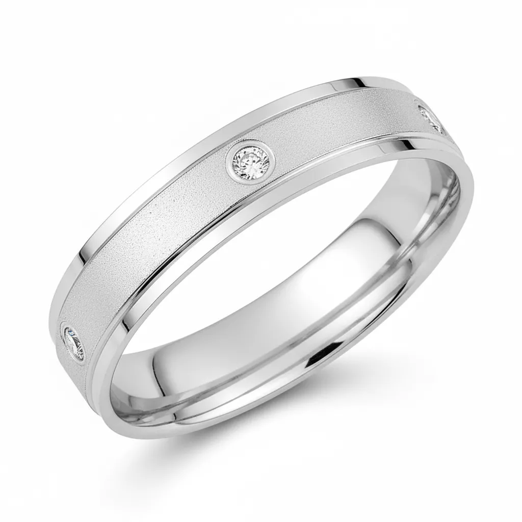 Alliance Or Blanc Biei Diamant - Bague en Or 750 18k - Bijoux en Vogue