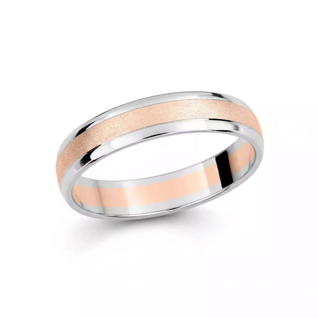 Alliance Or Blanc et Rose Gisele - Bague en Or 750 18k - Bijoux en Vogue