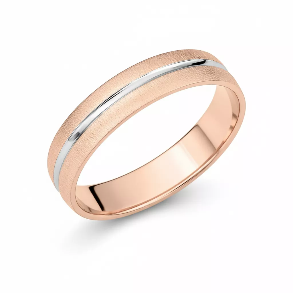 Alliance Or Blanc et Rose Kholha - Bague en Or 750 18k - Bijoux en Vogue