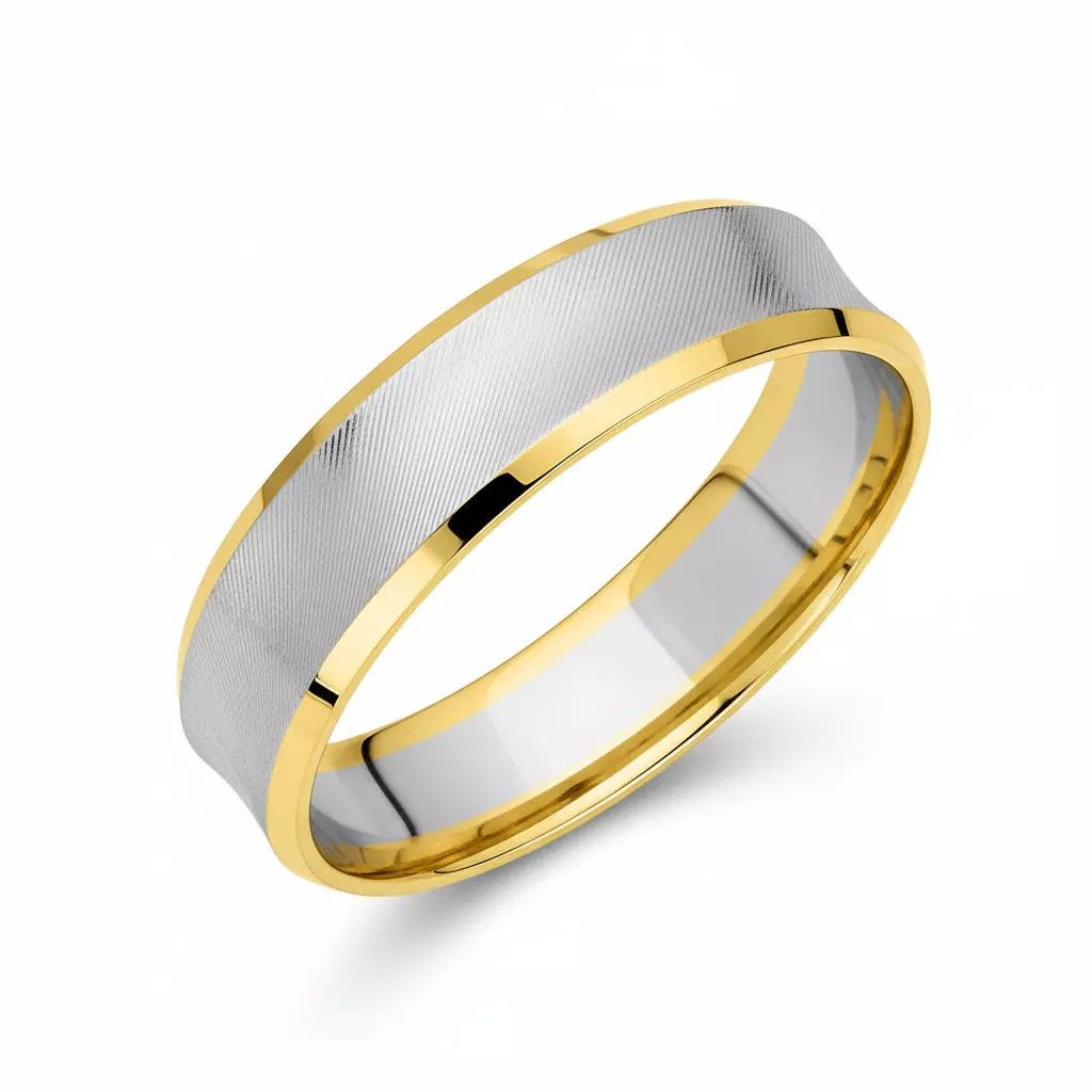 Alliance Or Blanc et Sablina Jaune - Bague - en Or 750 - 18K - Bijoux en Vogue