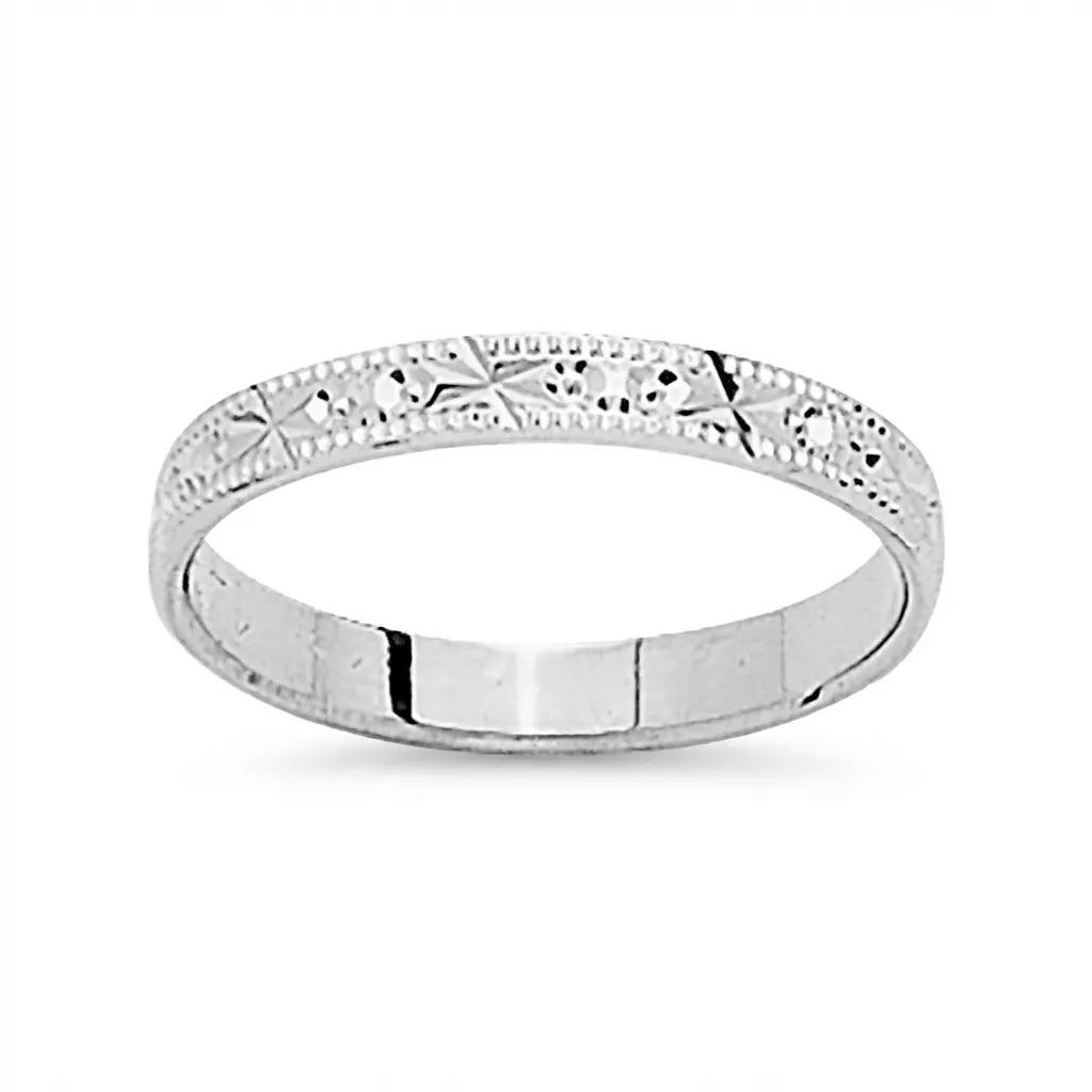 Alliance Or Blanc Crosia - Bague en Or 750 18k