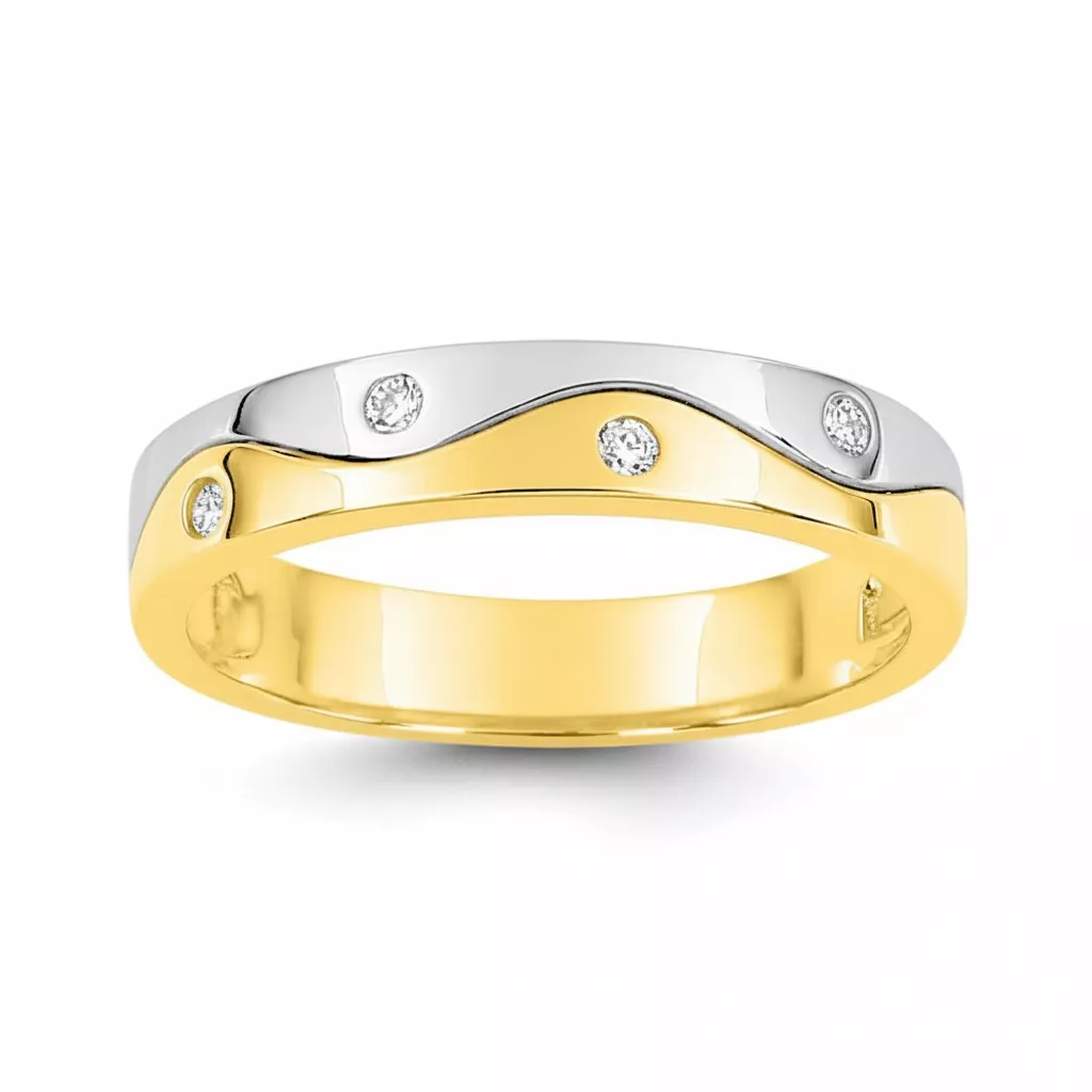 Alliance Or Jaune et Blanc Maitreya Diamant - Bague en Or 750 18k