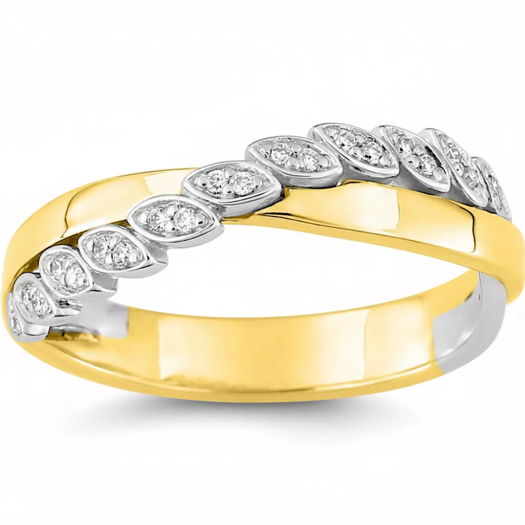 Alliance Or Jaune et Blanc Jaana Diamant - Bague en Or 750 18k