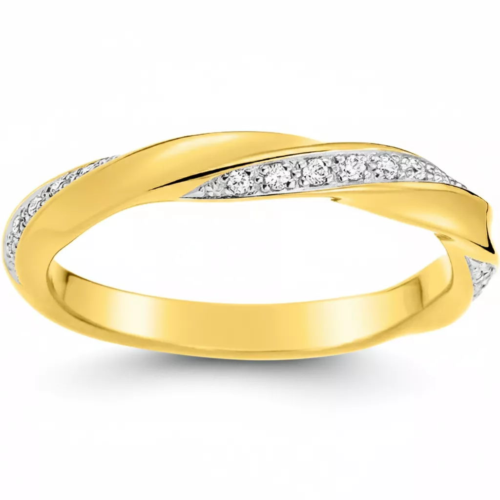 Alliance Or Jaune et Blanc Elydia Diamant - Bague en Or 750 18k