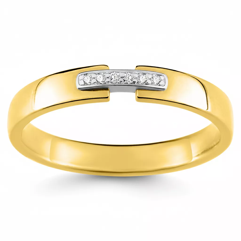 Alliance Or Jaune et Blanc Ghizlaine Diamant - Bague en Or 750 18k