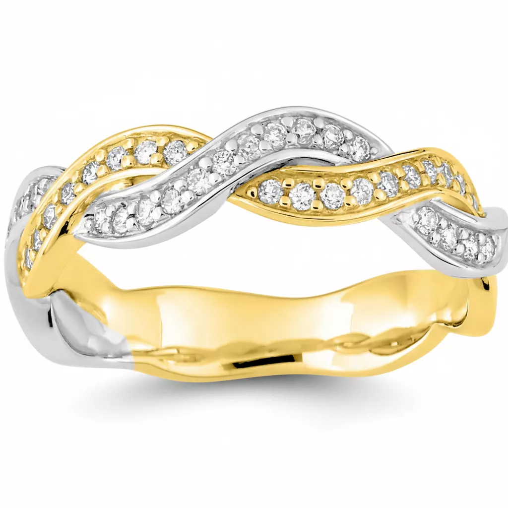 Alliance Or Jaune et Blanc Horsa Diamant - Bague en Or 750 18k