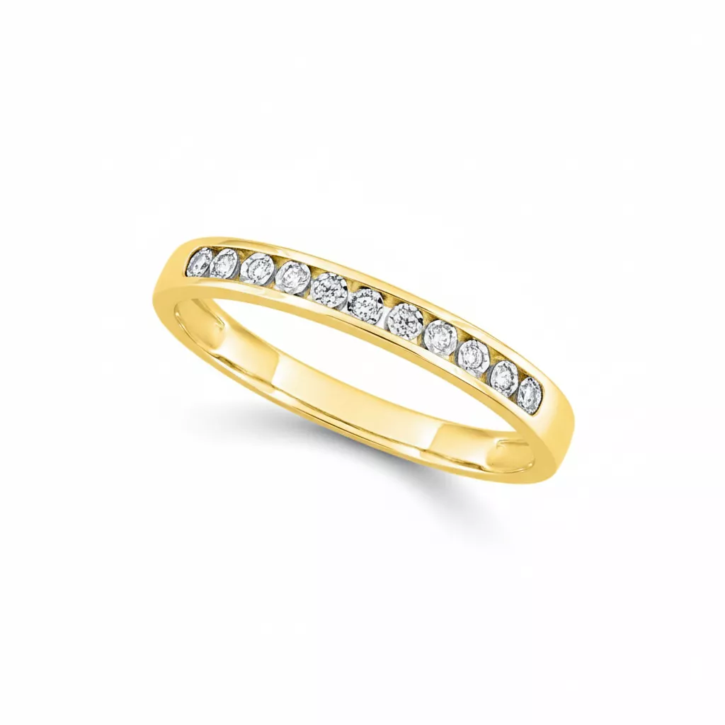 Alliance Or Jaune et Blanc Horlogerie Diamant - Bague en Or 750 18k - Bijoux en Vogue