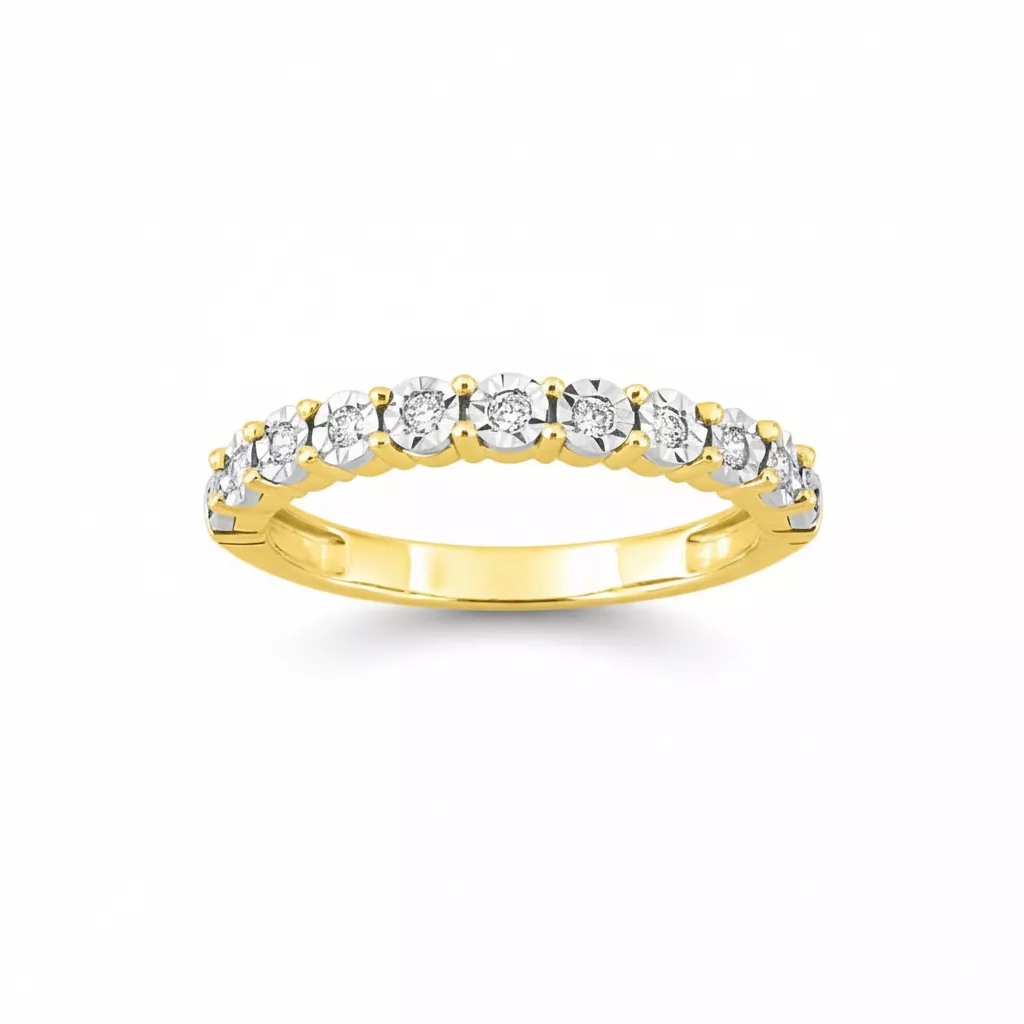 Alliance Or Jaune et Blanc Yana Diamant - Bague en Or 750 18k - Bijoux en Vogue