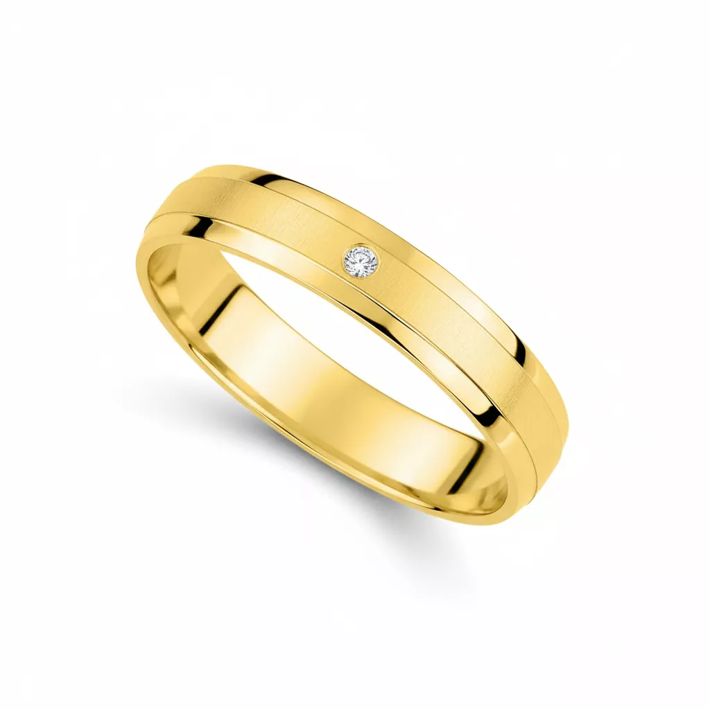 Alliance Or Harrie Diamant - Bague en Or 750 18k - Bijoux en Vogue