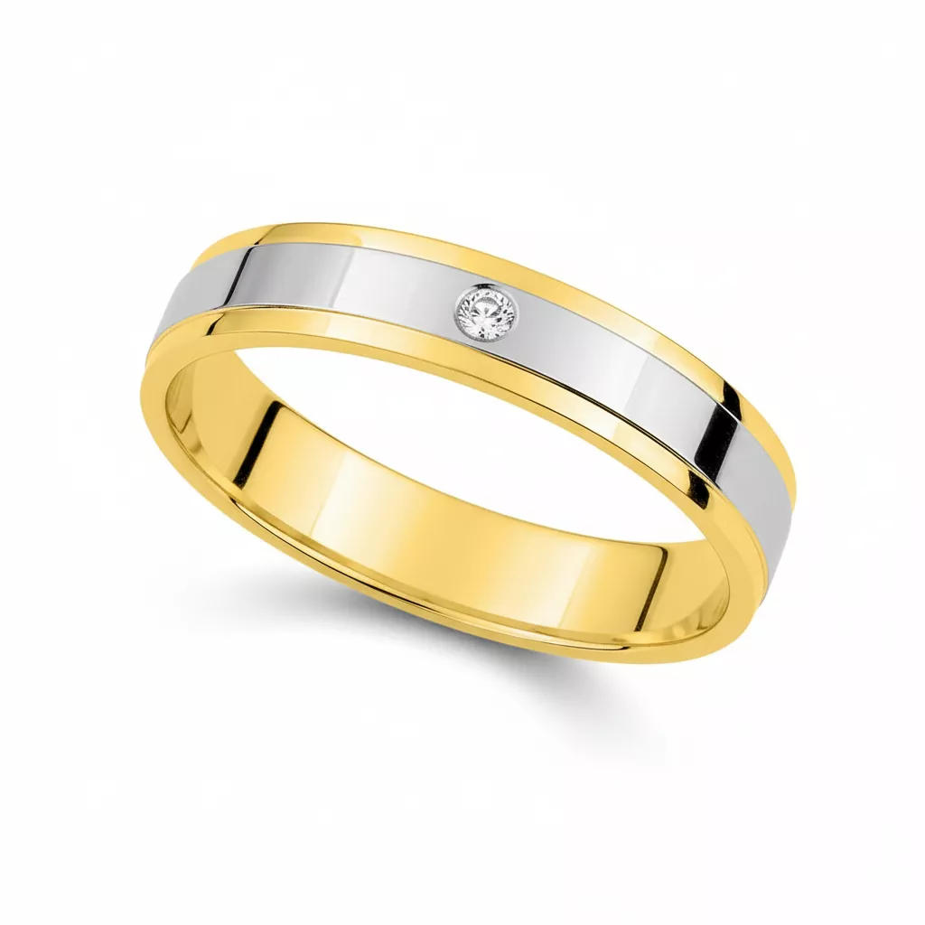 Alliance Or Bourbier Diamant - Bague en Or 750 18k - Bijoux en Vogue