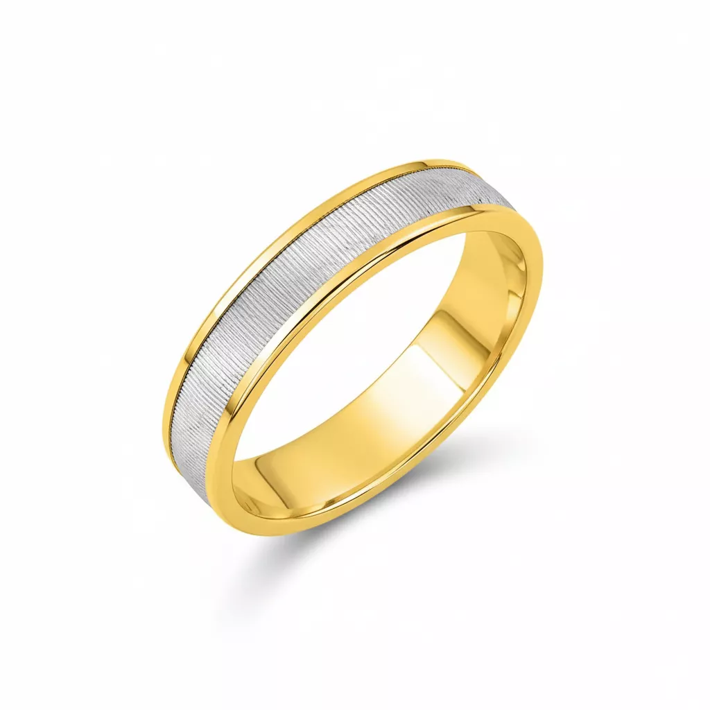 Alliance Or Jaune et Blanc Khira - Bague en Or 750 18k