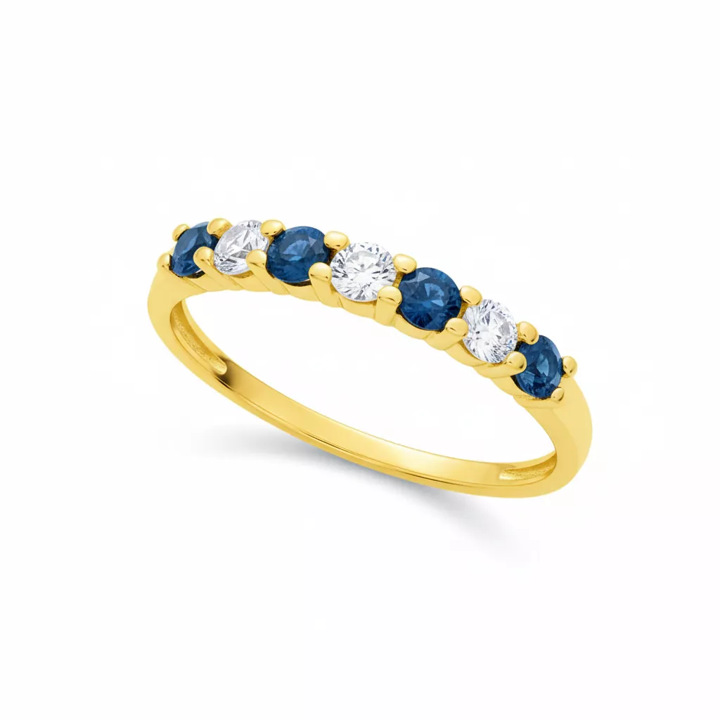 Alliance Or Gobanda Zirconium Saphir - Bague en Or 750 18k - Bijoux en Vogue