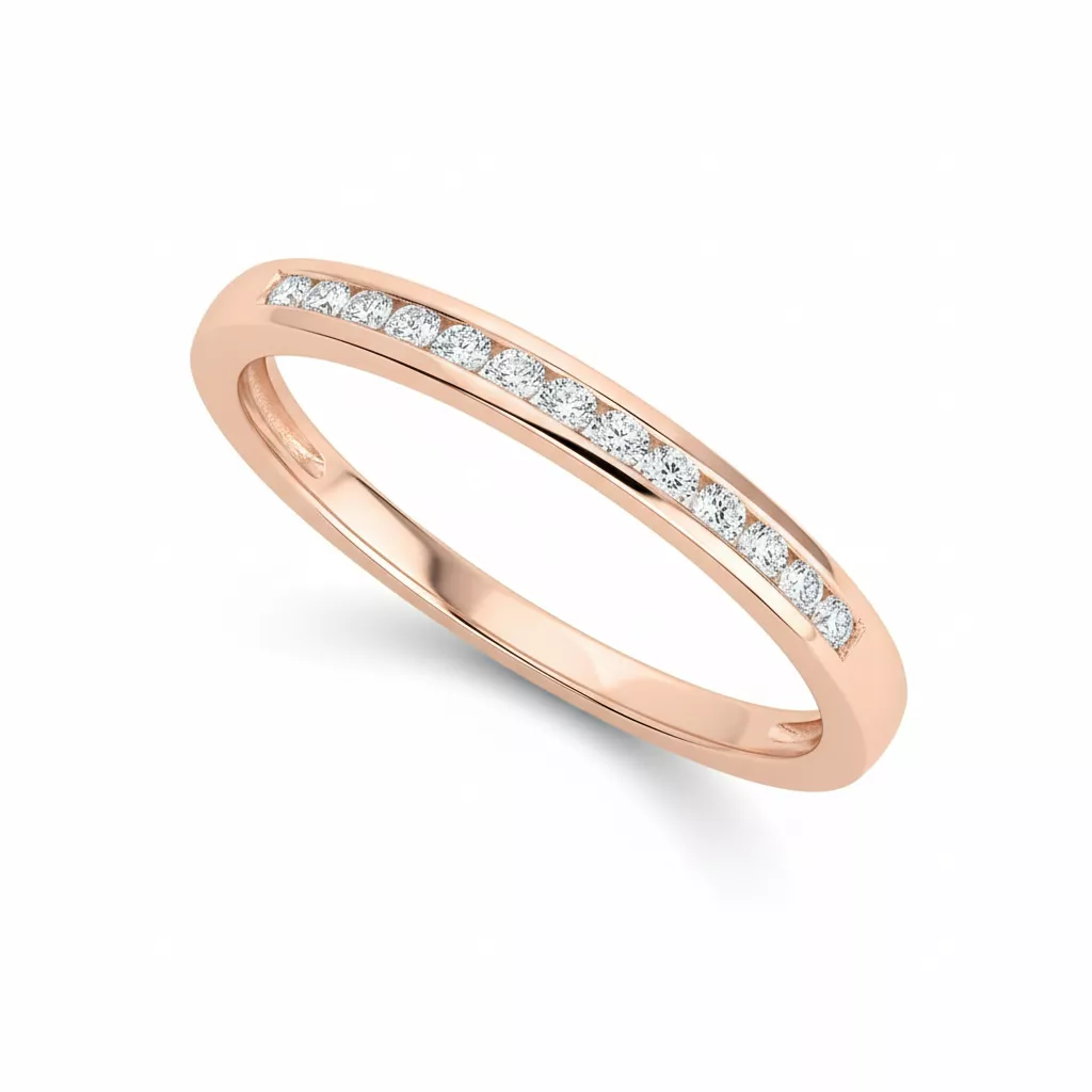 Alliance Or Rose Ankhana Diamant - Bague en Or 750 18k - Bijoux en Vogue