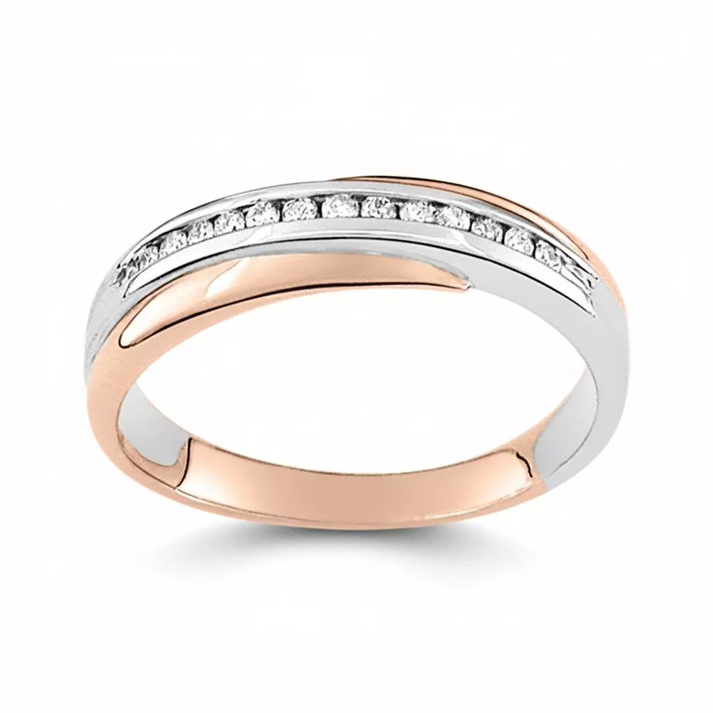 Alliance Or Rose et Blanc Namima Diamant - Bague en Or 750 18k - Bijoux en Vogue