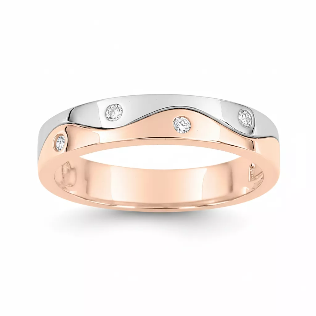 Alliance Or Rose et Blanc Nassuhoudine Diamant - Bague en Or 750 18k - Bijoux en Vogue