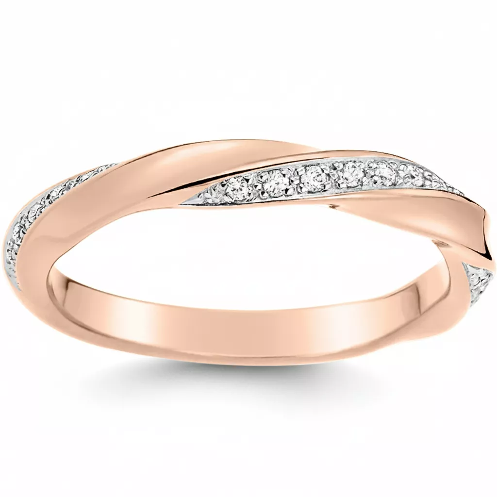 Alliance Or Rose et Blanc Chrytelle Diamant - Bague en Or 750 18k - Bijoux en Vogue