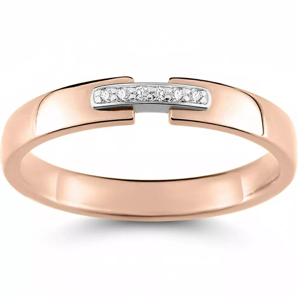 Bague Or Rose et Blanc Diamant - Bague en Or 750 18k - Bijoux en Vogue