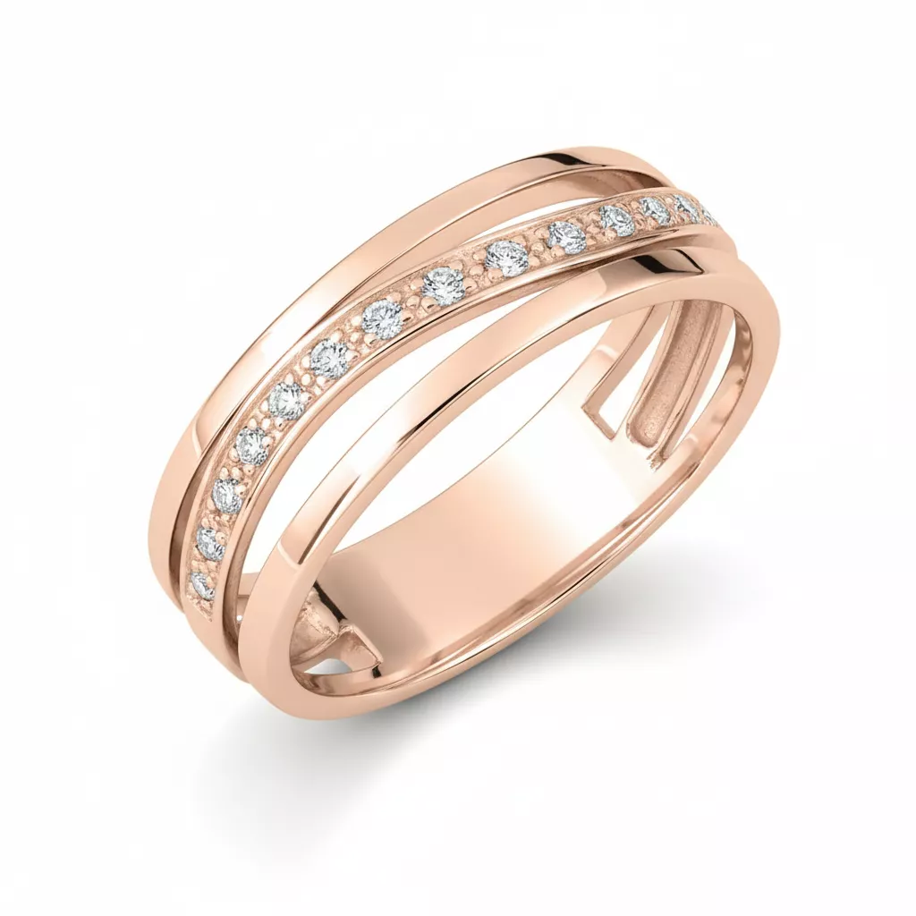 Alliance Or Rose Gesline Diamant - Bague en Or 750 18k - Bijoux en Vogue