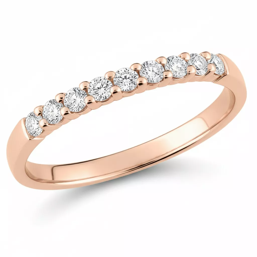 Alliance Or Rose Carmelite Diamant - Bague en Or 750 18k - Bijoux en Vogue