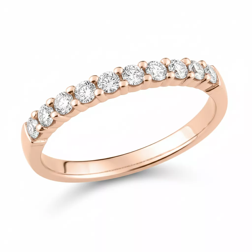 Alliance Or Rose Perera Diamant - Bague en Or 750 18k - Bijoux en Vogue