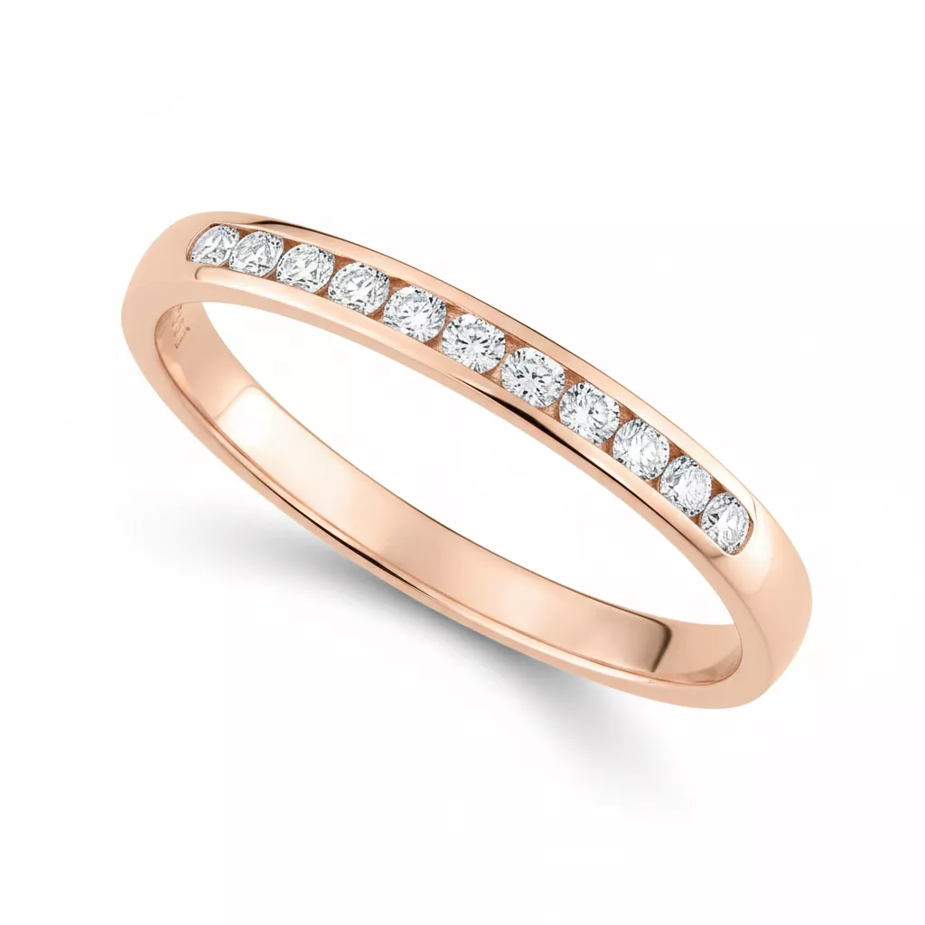 Alliance Or Rose Cfia Diamant - Bague en Or 750 18k - Bijoux en Vogue