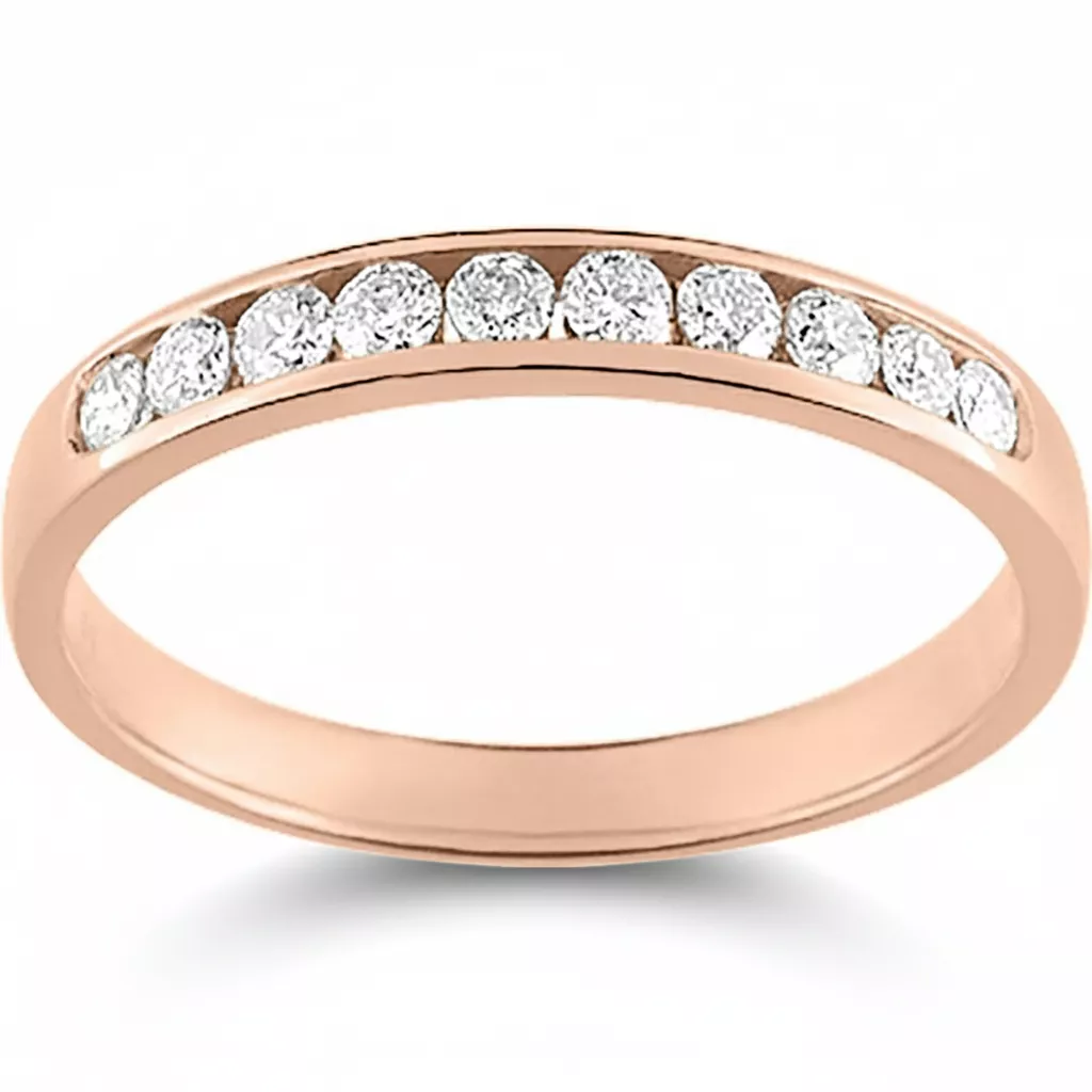 Alliance Or Rose Thessa Diamant - Bague en Or 750 18k - Bijoux en Vogue
