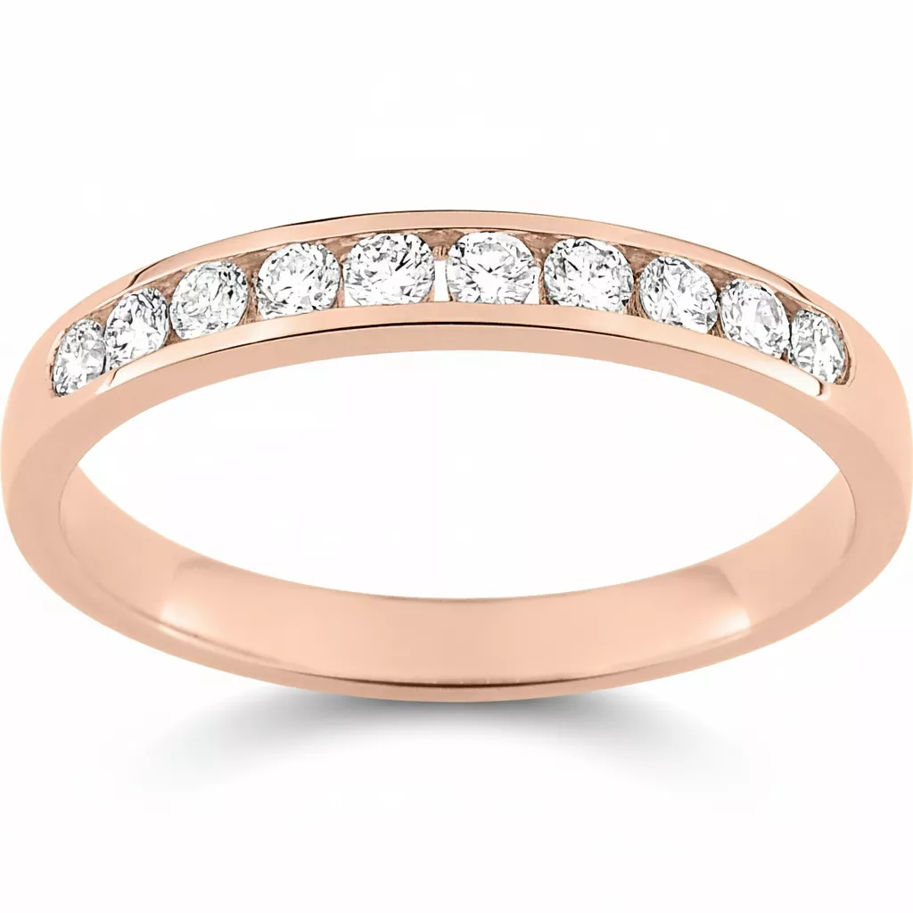 Alliance Or Rose Kentya Diamant - Bague en Or 750 18k - Bijoux en Vogue