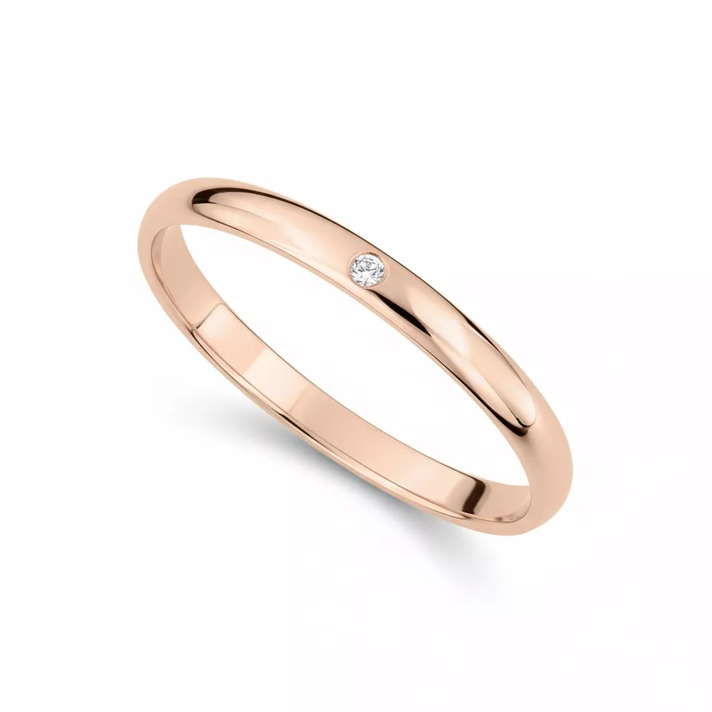 Alliance Or Rose Adejoke Diamant - Bague en Or 750 18k - Bijoux en Vogue