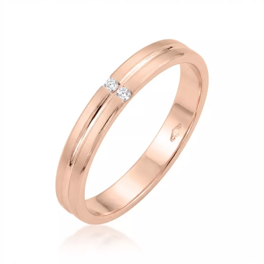 Alliance Or Rose Eminie Diamant - Bague en Or 750 18k - Bijoux en Vogue