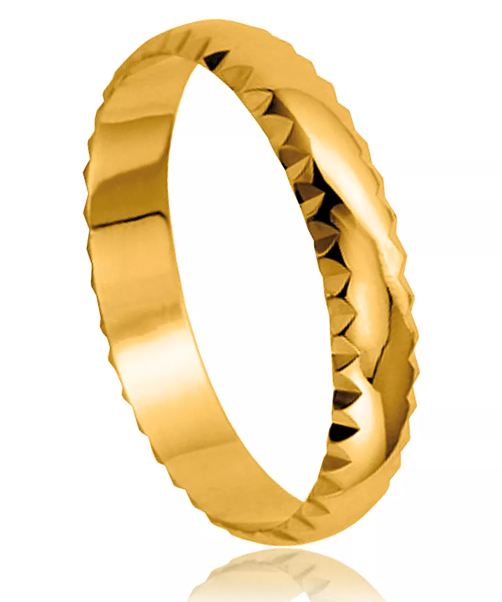 Alliance Or 9 carats demi-jonc Jinia diamanté - Bague en Or 9k - Bijoux en Vogue