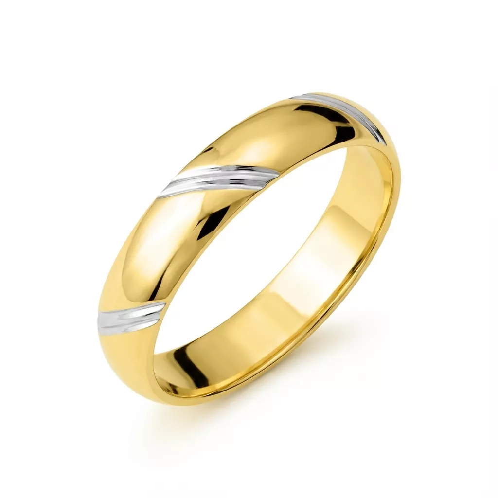 Alliance Plaqué Or Archaki Blanc et Jaune - Bague en Plaqué or - Bijoux en Vogue