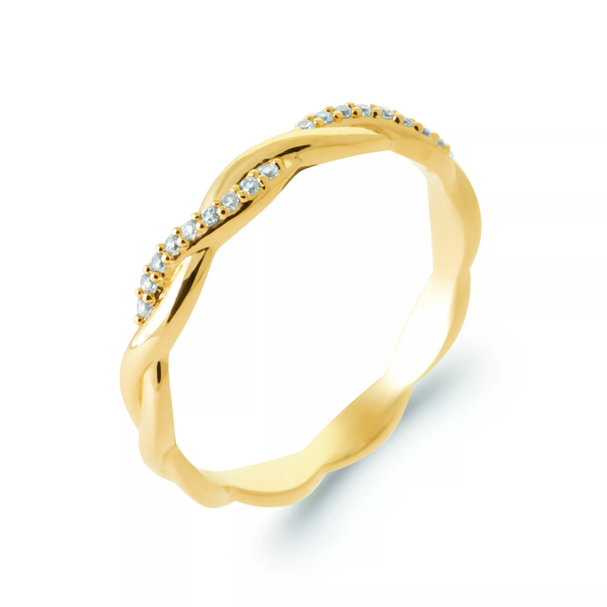 Alliance Plaqué Or Sohra Zirconium Croisé Joaillerie Minimaliste - Bague en Plaqué or - Bijoux en Vogue