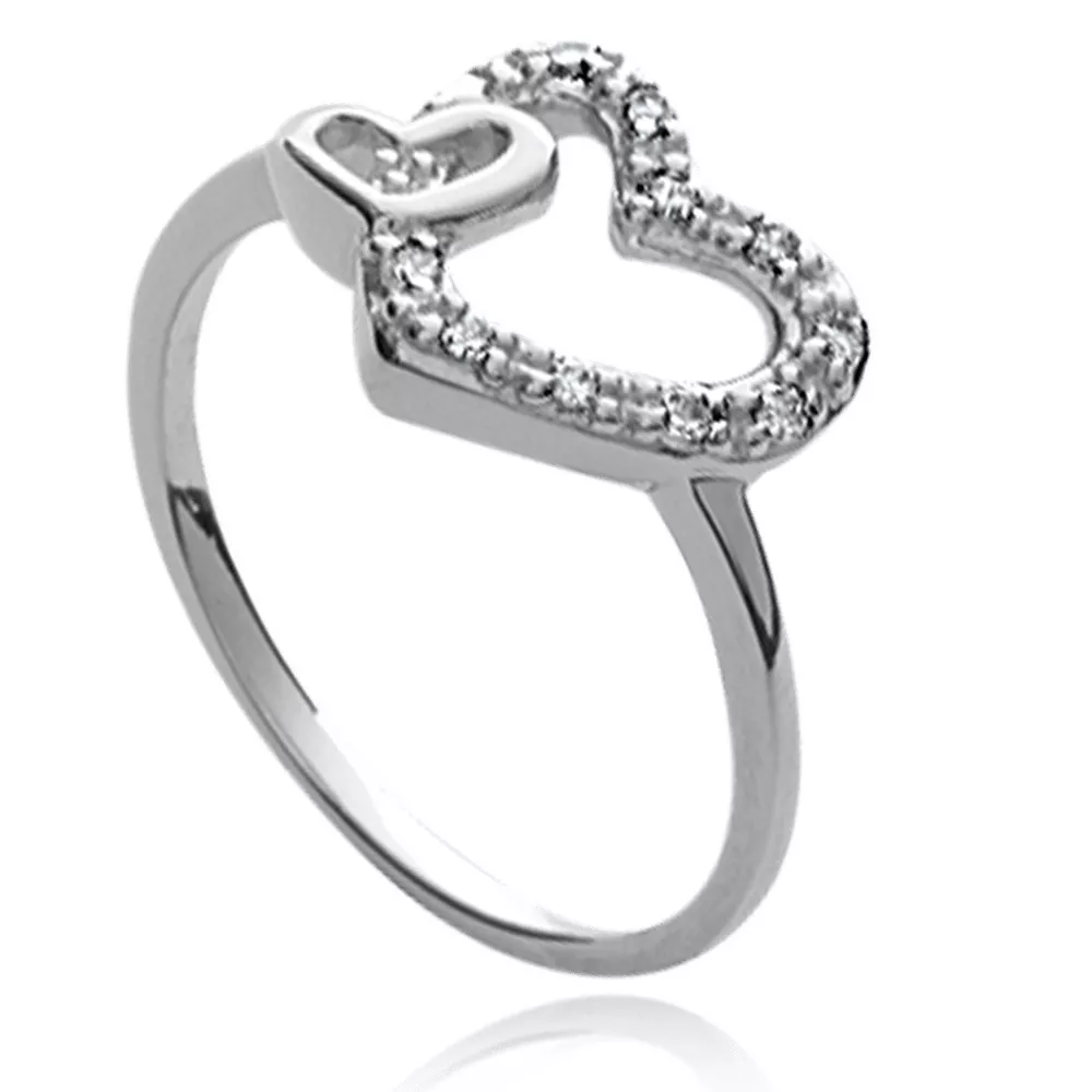 Bague coeur Constanca enivré Amour Strass - Bague en Argent 925 - Bijoux en Vogue