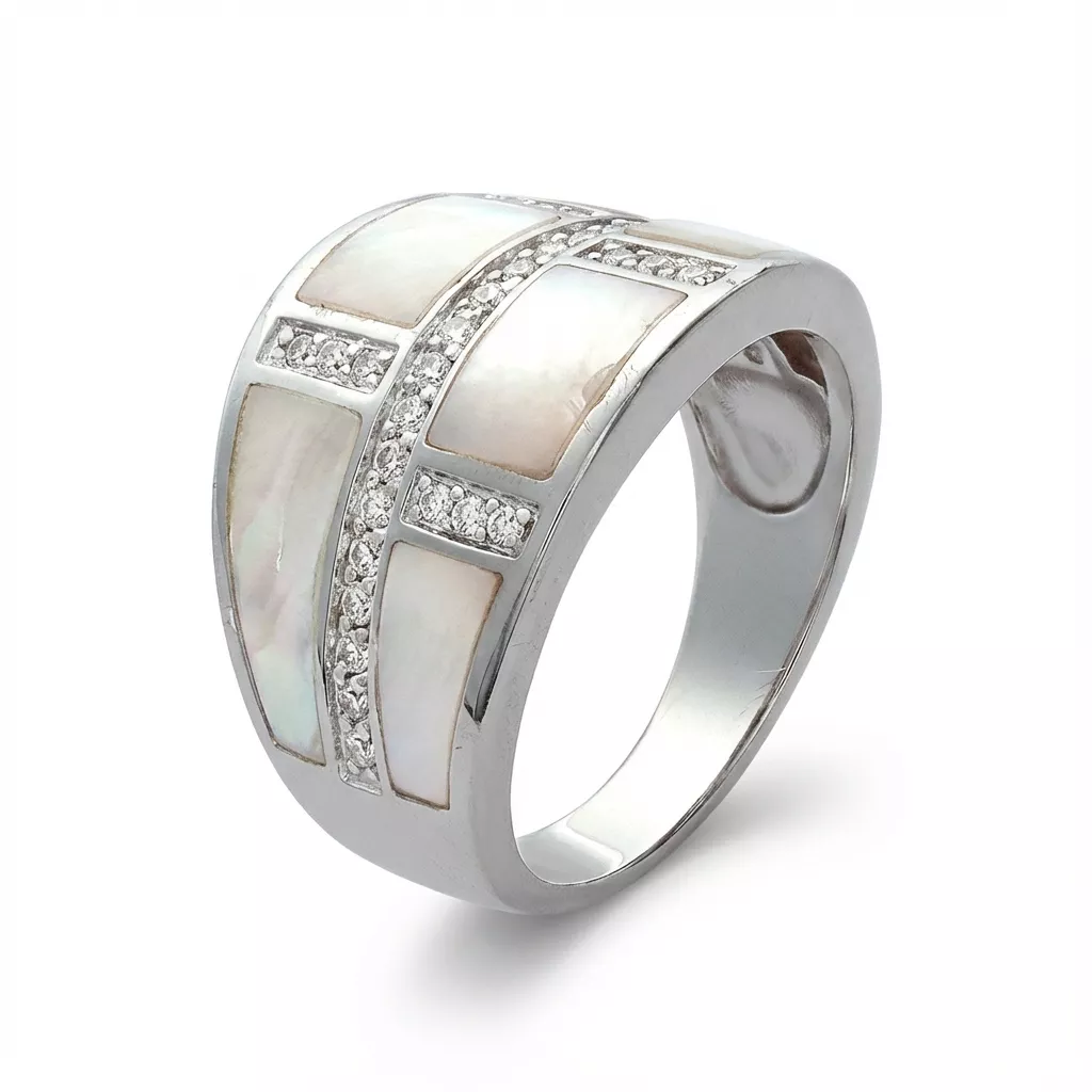 Bague Argent Frakhrodine Nacre Couleurs - Bague en Argent 925 - Bijoux en Vogue