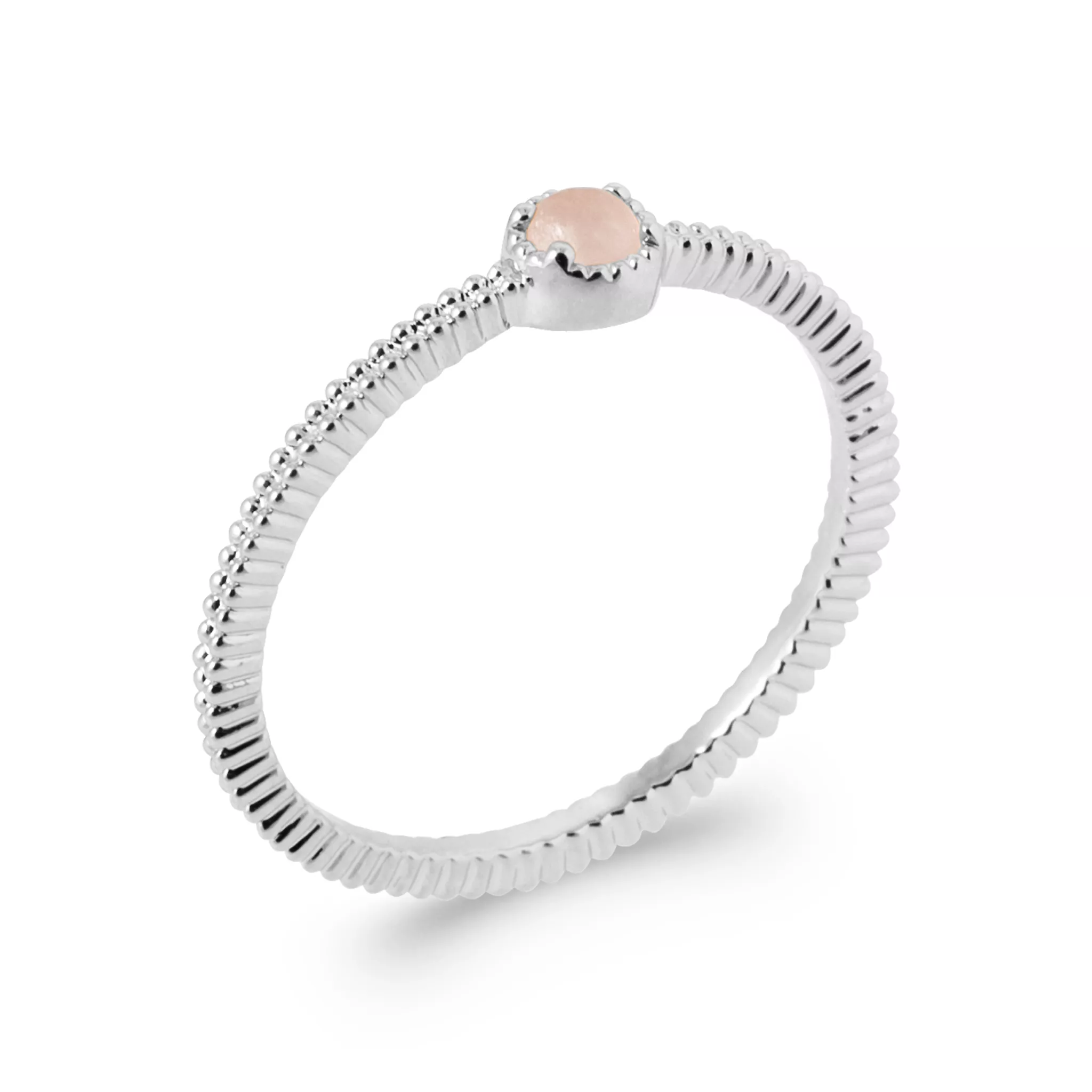 Bague Argent Ngudia Quartz Rose Texturé Stacking Couleurs - Bague en Argent 925 - Bijoux en Vogue