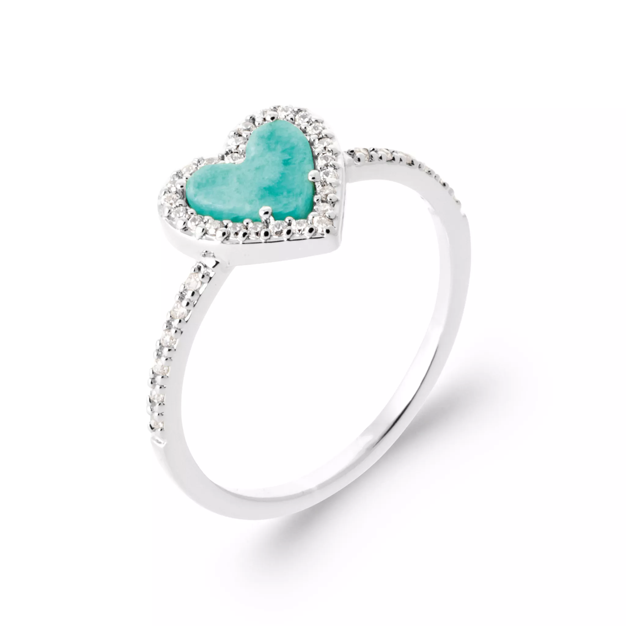 Bague Argent Chakylah Zirconium Coeurs Entourage Couleurs - Bague en Argent 925