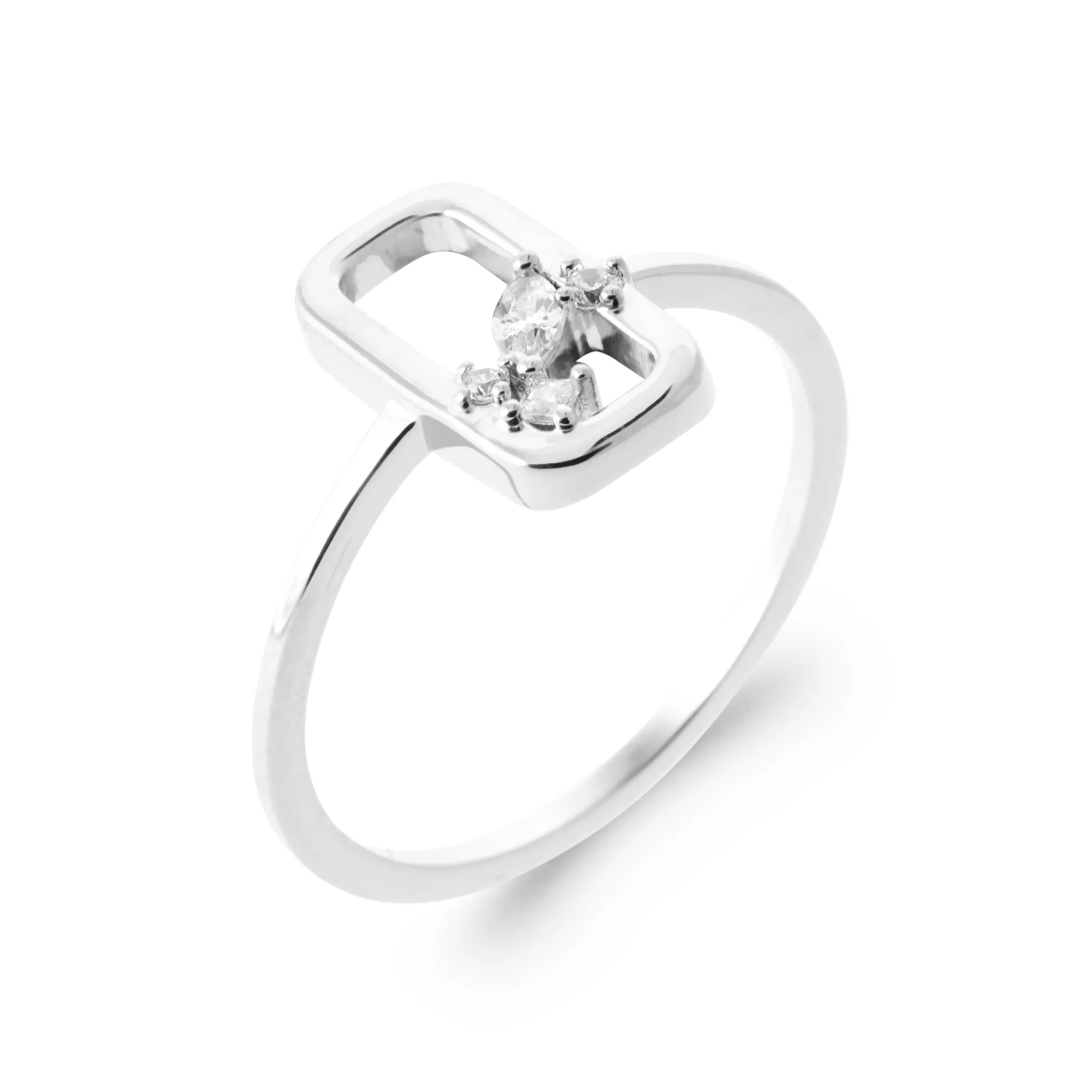 Bague Argent Auzinda Zirconium Joaillerie Géométrie - Bague en Argent 925